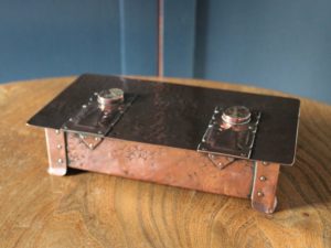 A E Jones copper and abalone box