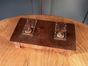 A E Jones copper and abalone box