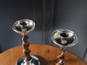 A E Jones silver plated candlesticks