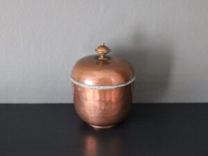 D.S.C.G. copper and silver tea caddy
