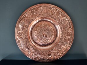 Mary Williams copper peacock charger