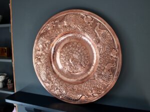Mary Williams copper peacock charger