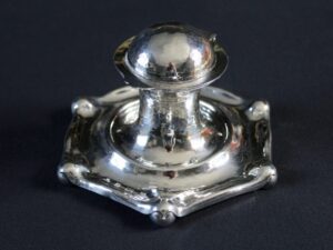 G L Connell silver inkwell